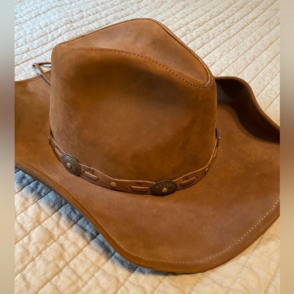Stetson Accessories - Stetson Leather Distressed Cowboy Hat Size M